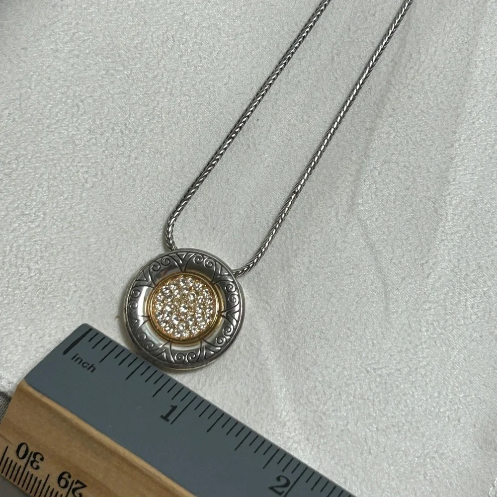 Brighton Sun Drop Necklace Two-tone Silver Plated Crystals 19